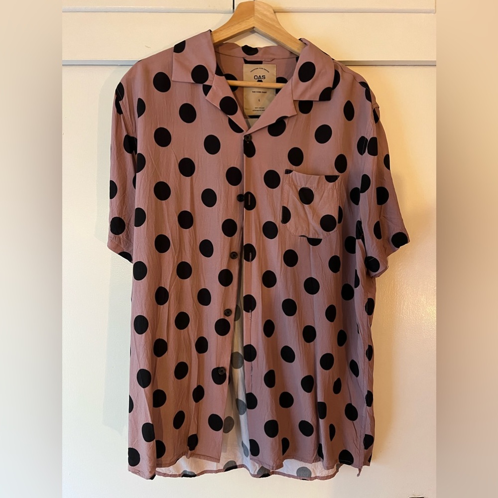 OAS Cuba Plum Dot Shirt - Size Large
